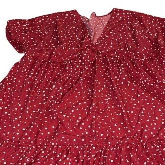 Red Polka Dot Womens Dress 7XL V-Neck Flowing Design Lightweight Polyester - Picture 2 of 6
